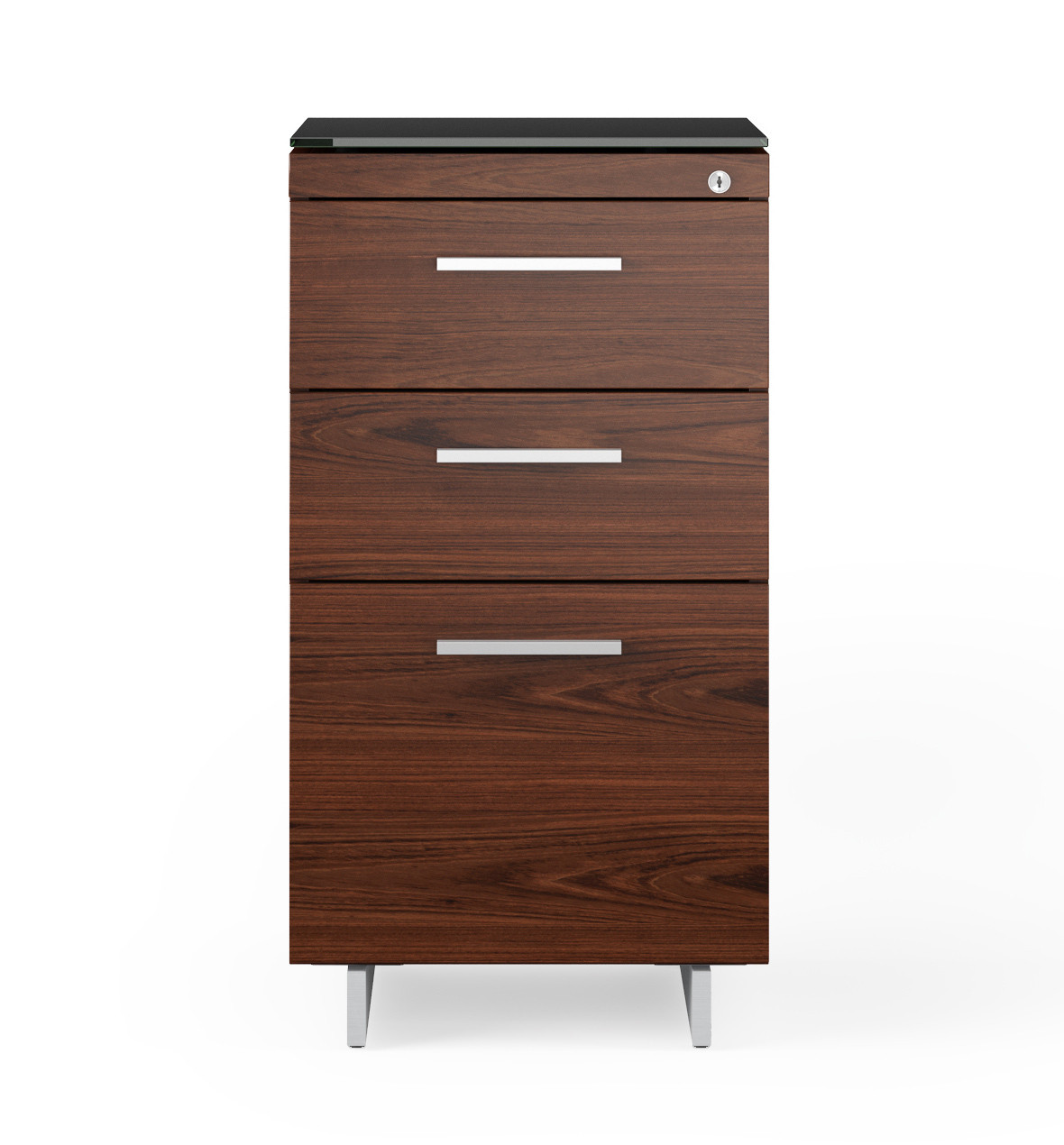 CHOCOLATE/SATIN NICKEL - Sequel 3 Drawer File Front View