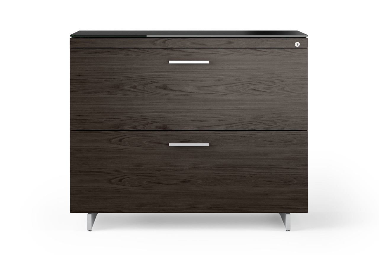 CHARCOAL/SATIN NICKEL - Sequel Lateral File Cabinet Front View