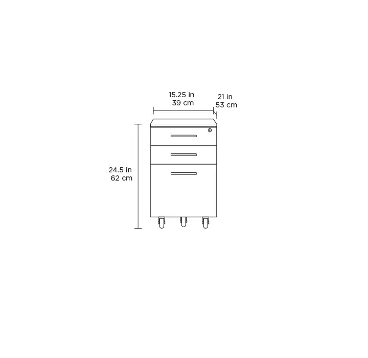CHARCOAL || Detailed Dimensions - White modern bathroom vanity cabinet with two drawers and legs, front view technical drawing with dimensions.