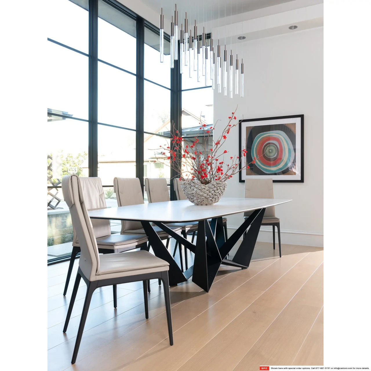 BRECCIA || 118 IN - Cattelan Skorpio Keramik Premium Dining Table, 118 In, Breccia Ceramic Top, Embossed Bronze Steel Base, dining room, side