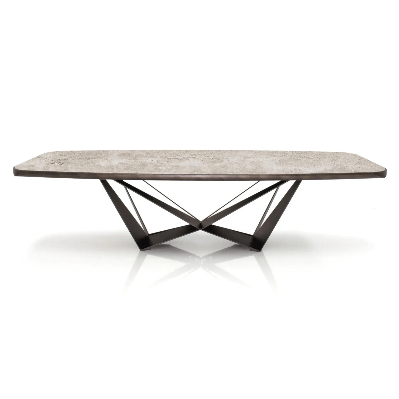 COLOSSEO || 118 IN - Cattelan Skorpio Keramik Premium Dining Table, 118 in, Colosseo Ceramic Top, Embossed Bronze Steel Base, front view