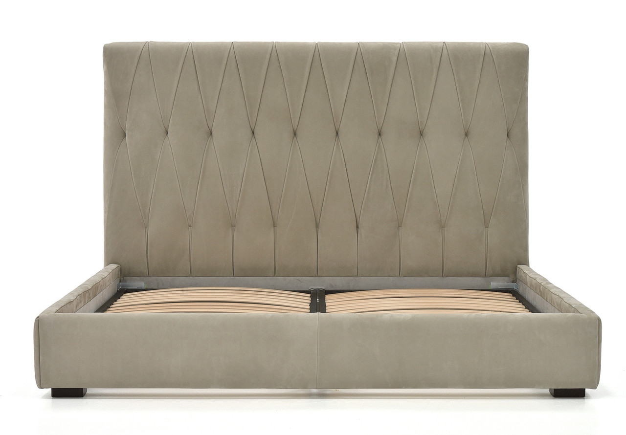 MUD NUBUK - Marlon Night Bed Front View without Mattress