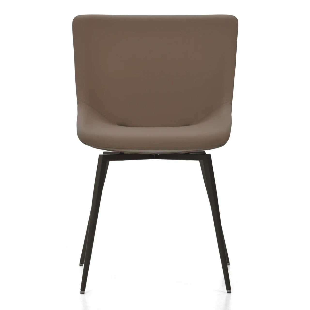 Bonaldo Artika Side Chair in Capri Leather L34 with Matt Bronze Metal Legs, rear view.