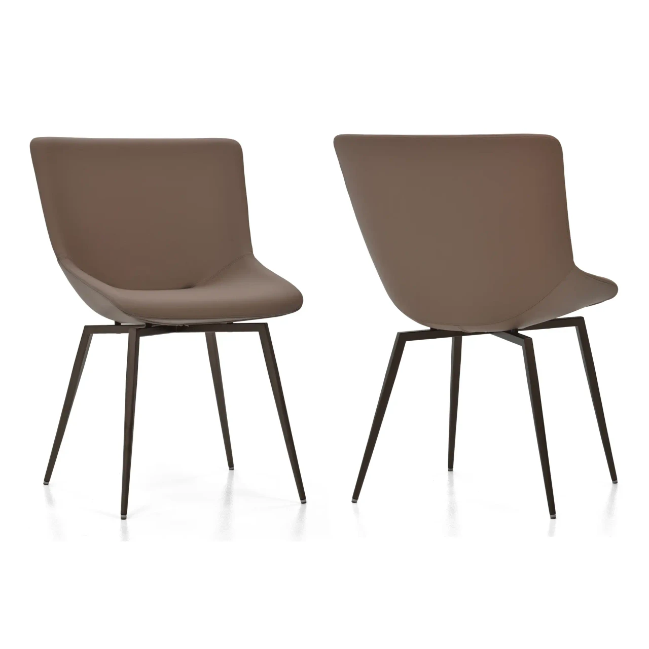 Bonaldo Artika Side Chair in Capri Leather L34 with Matt Bronze Metal Legs, modern style, front angle view.