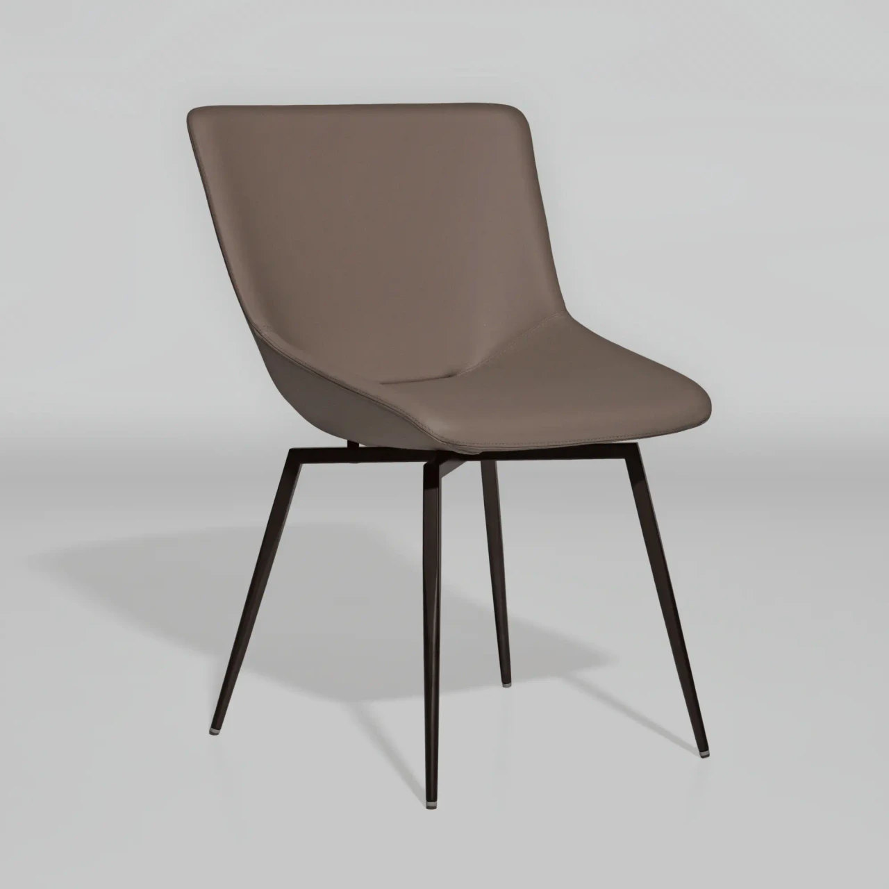 Bonaldo Artika Side Chair in Capri Leather L34 with Matt Bronze Metal Legs, modern style, three-quarter view.
