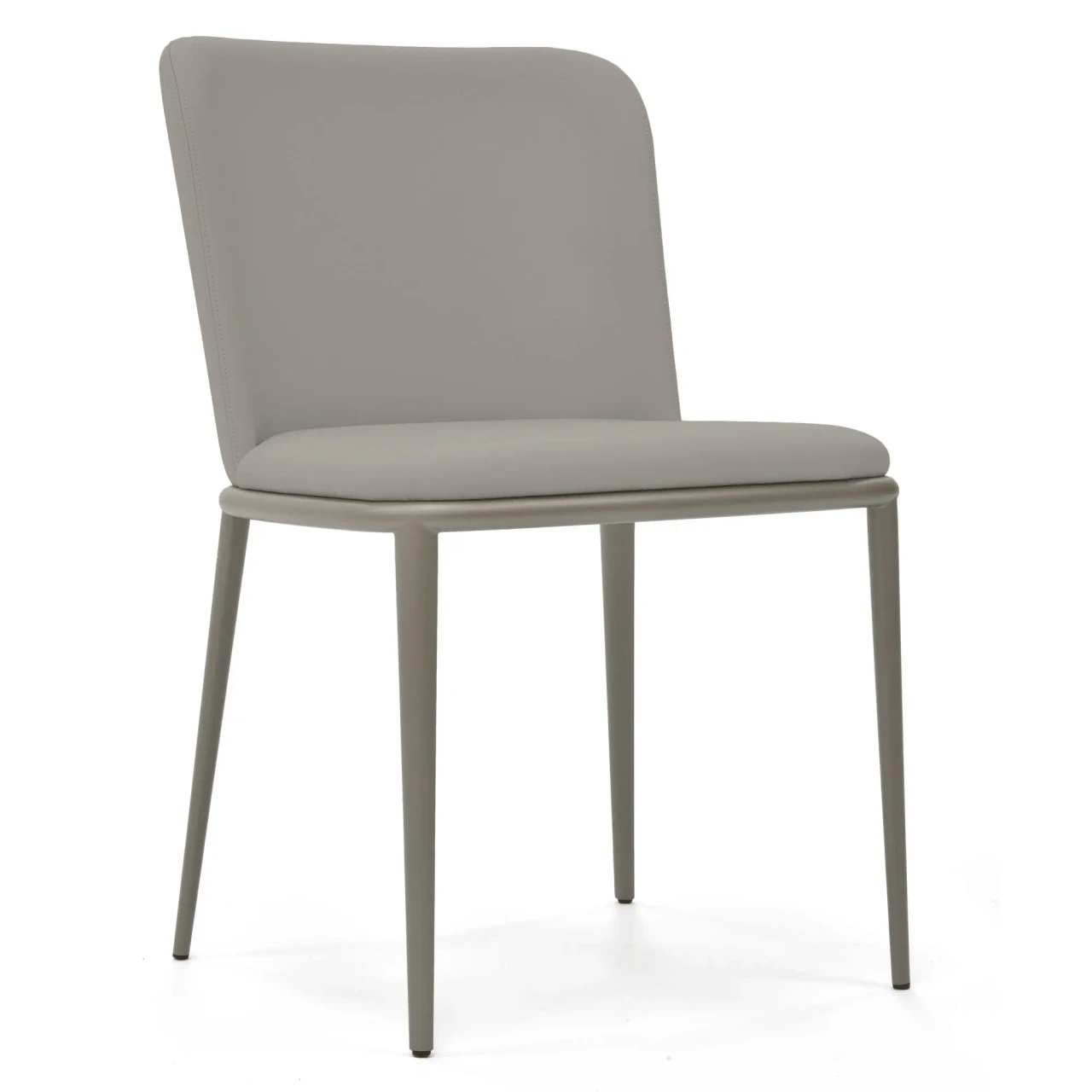 DAKOTA - Cattelan Magda Ml Side Chair in Dakota Soft Leather 938 with Titanium Embossed Steel Frame, 3/4 front view