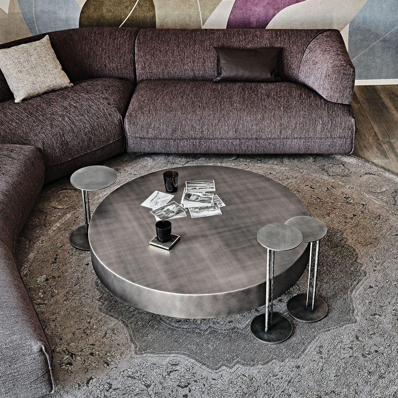 BRUSHED GREY - Arena Cocktail Table Shown in a Living Room Setting