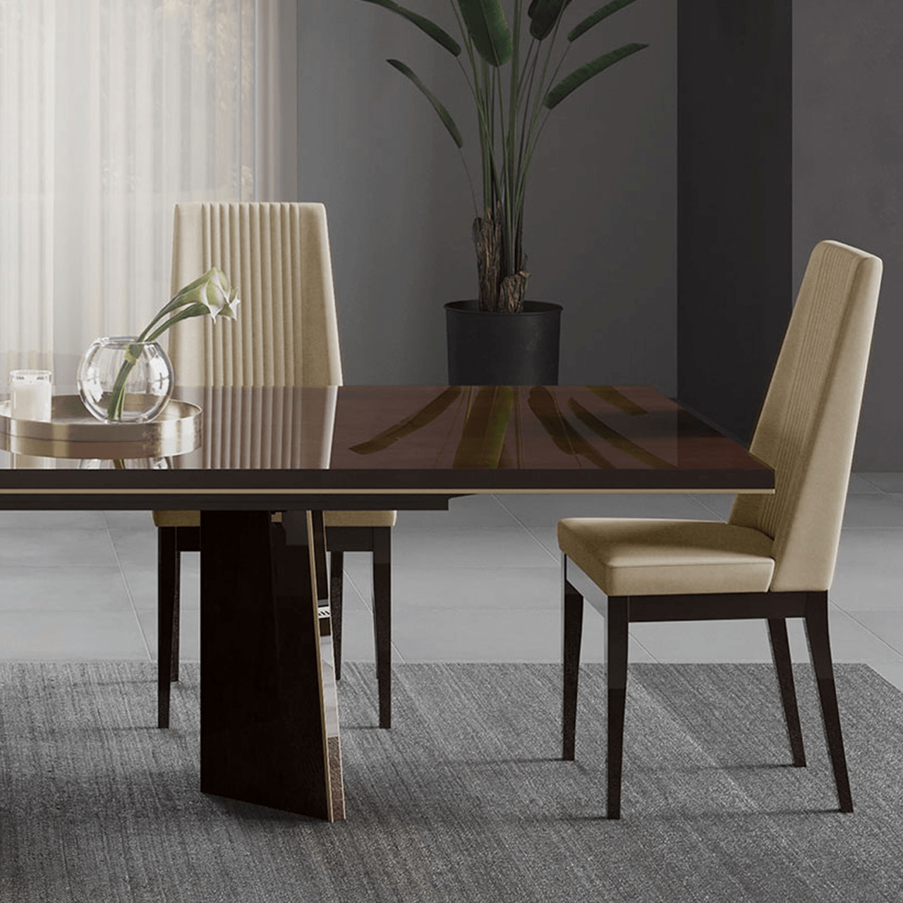 Closeup - Eva Side Chair Shown in a Dining Room Setting