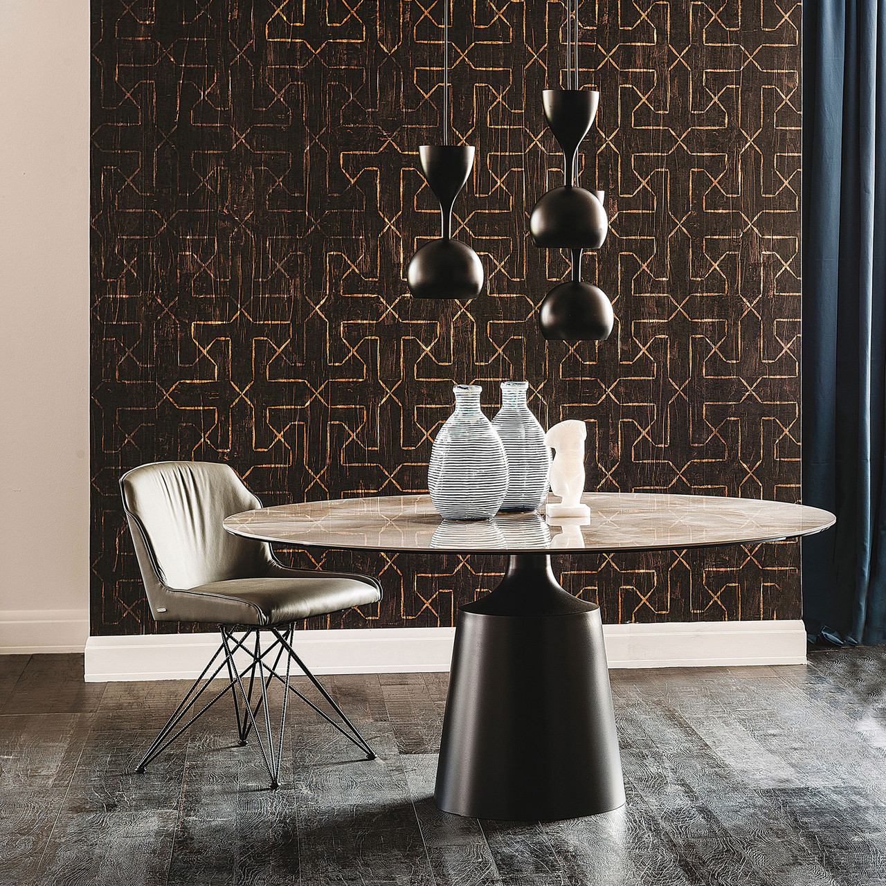 - Shown here with the Alabastro Ceramic top and Graphite Embossed Steel base