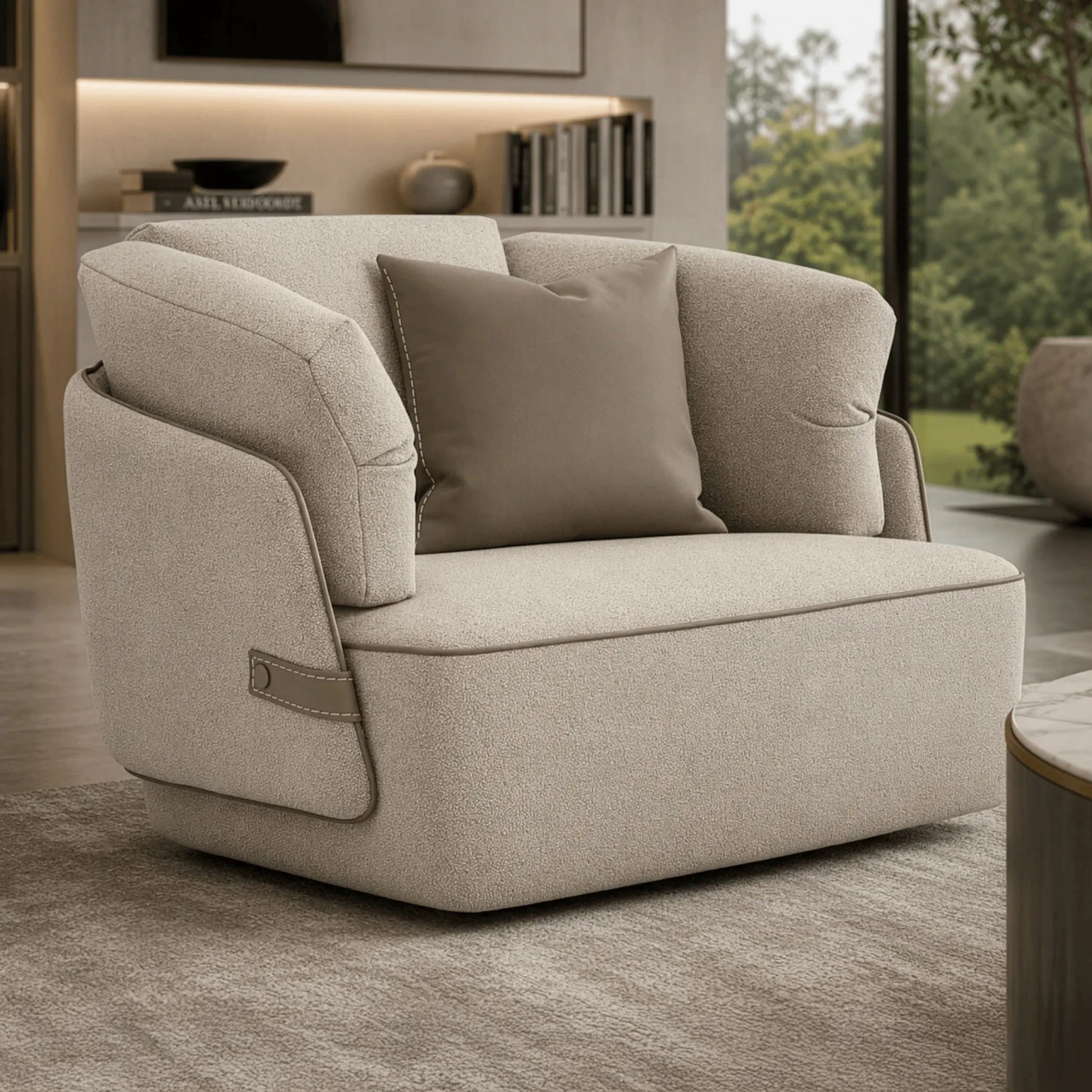 Veronica Swivel Chair - Oatmeal
