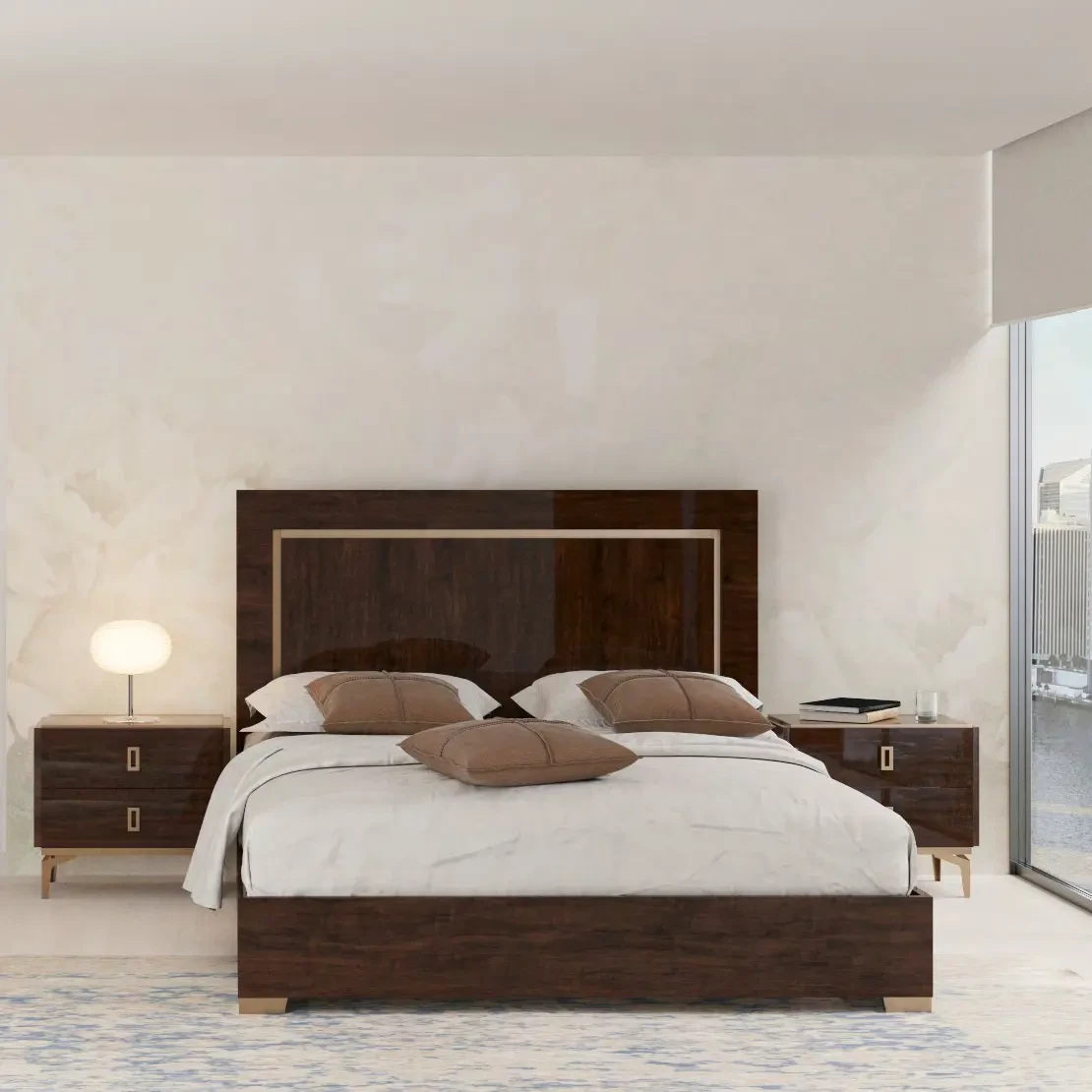 Eva 2 Drawer Nightstand Shown in a Bedroom Setting