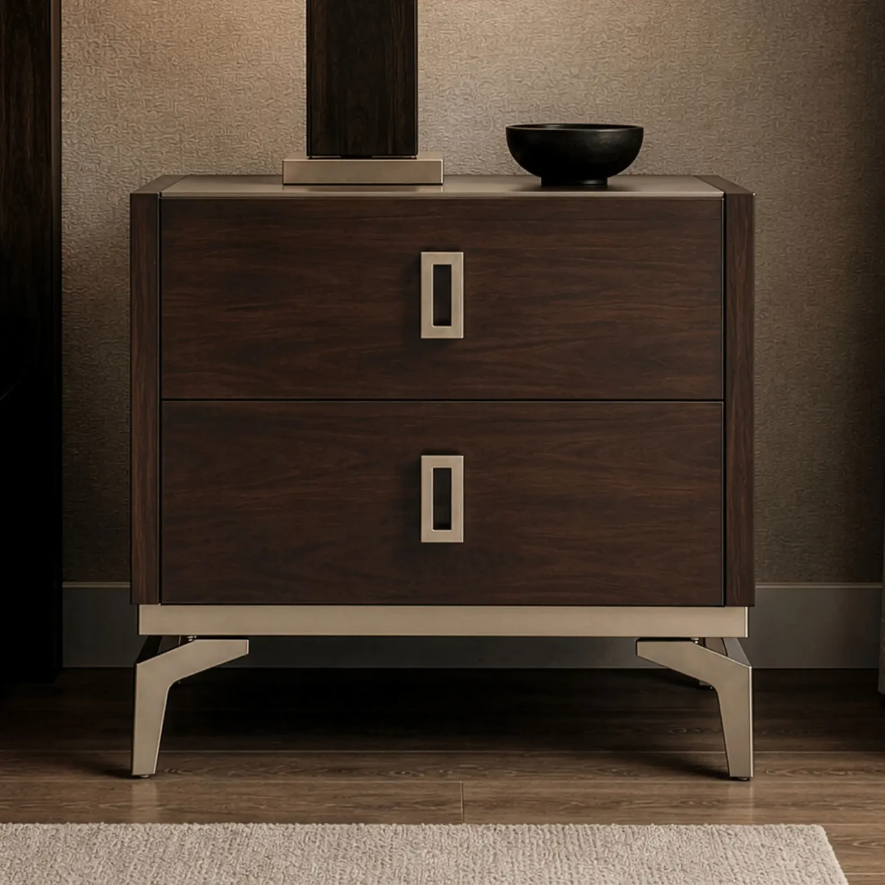 Eva 2 Drawer Nightstand Front View Closeup