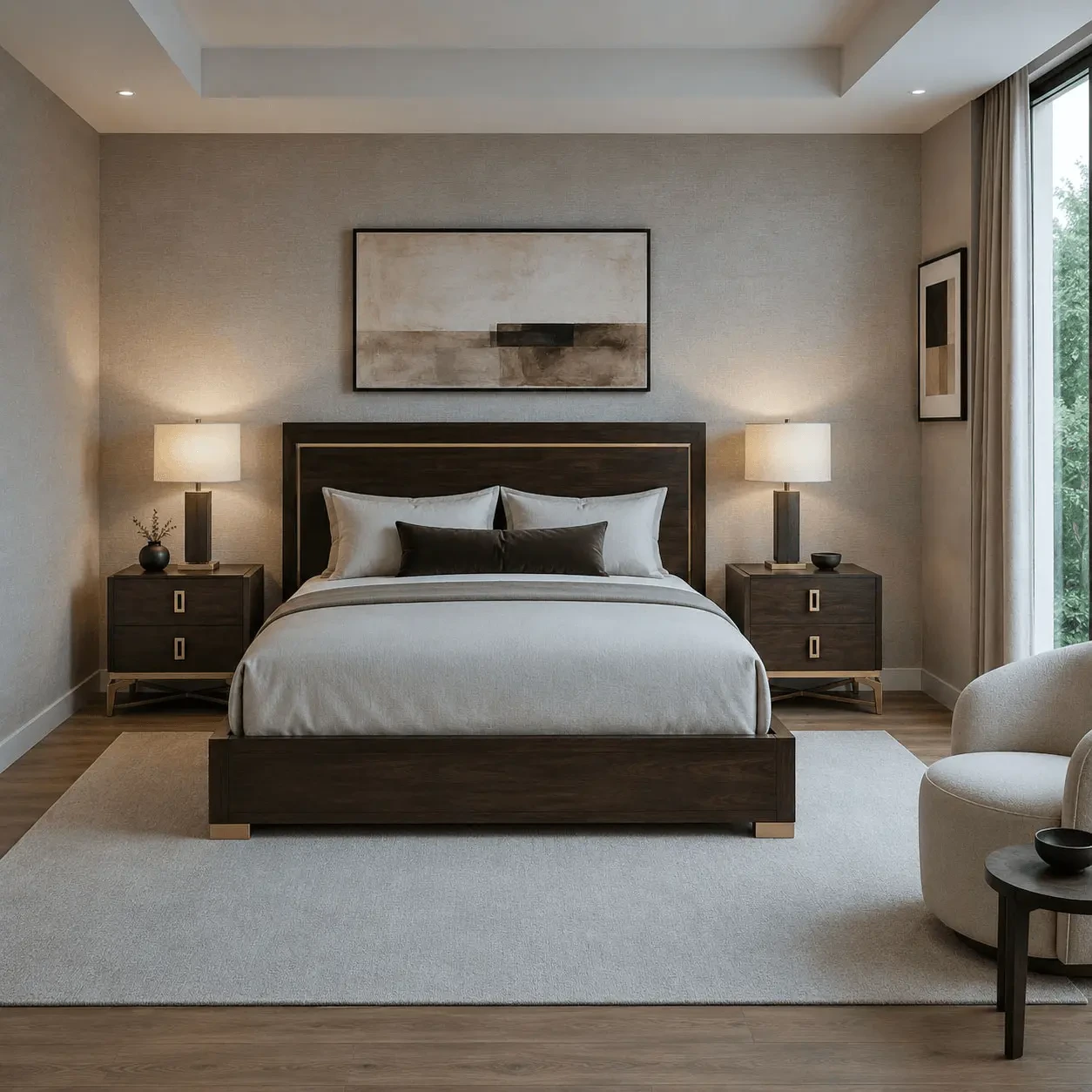 Eva 2 Drawer Nightstand Shown in a Bedroom Setting