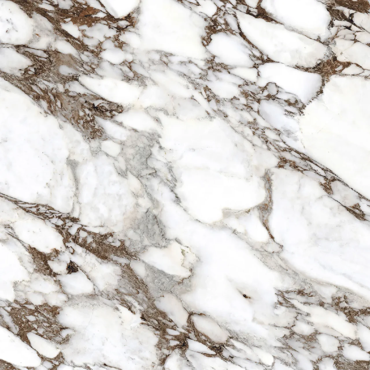 BRECCIA || BLACK EMBOSSED STEEL || Closeup - Cattelan Skorpio Keramik Dining Table, Breccia Ceramic Top, white and brown marble effect, top-down view.