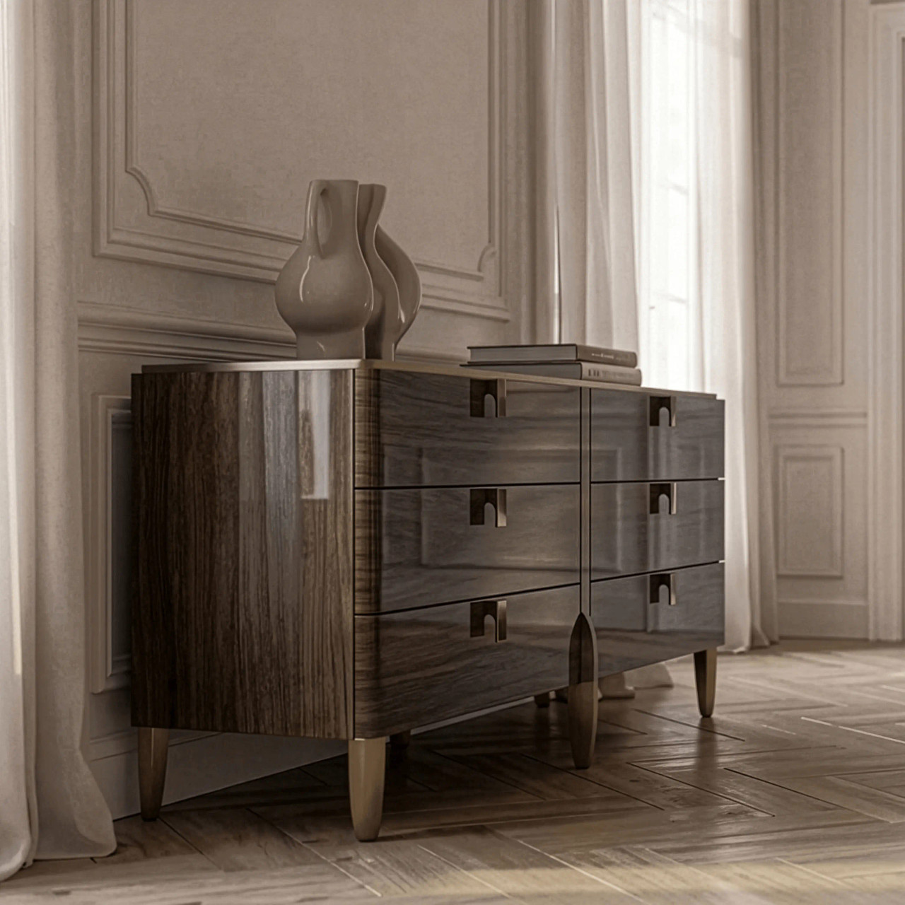 Fashion Affair 6 Drawer Dresser Shown in a Bedroom Setting