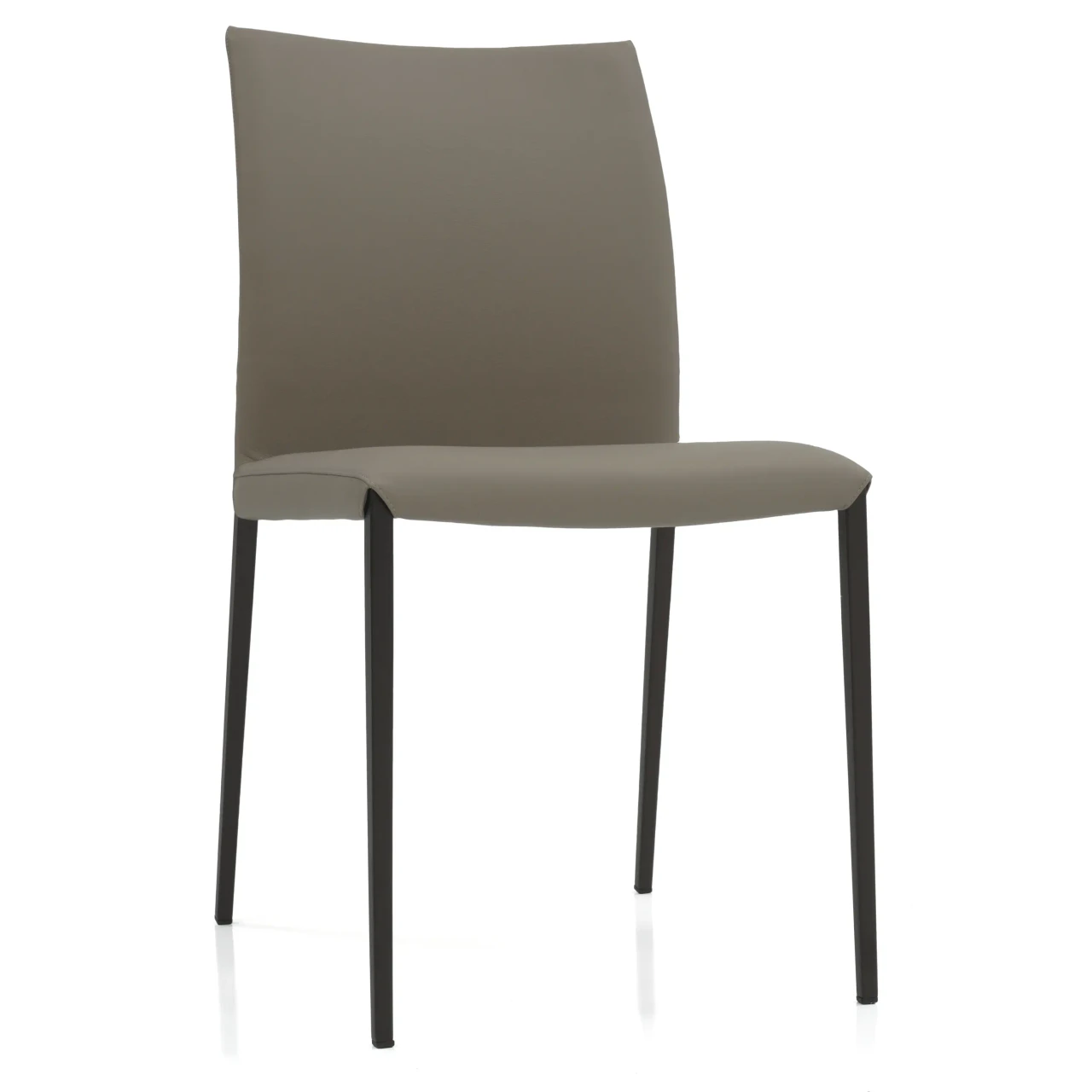 CASTORO - Cattelan Norma Ml Couture side chair, Castoro soft leather seat and back, bronze embossed steel frame, three-quarter view