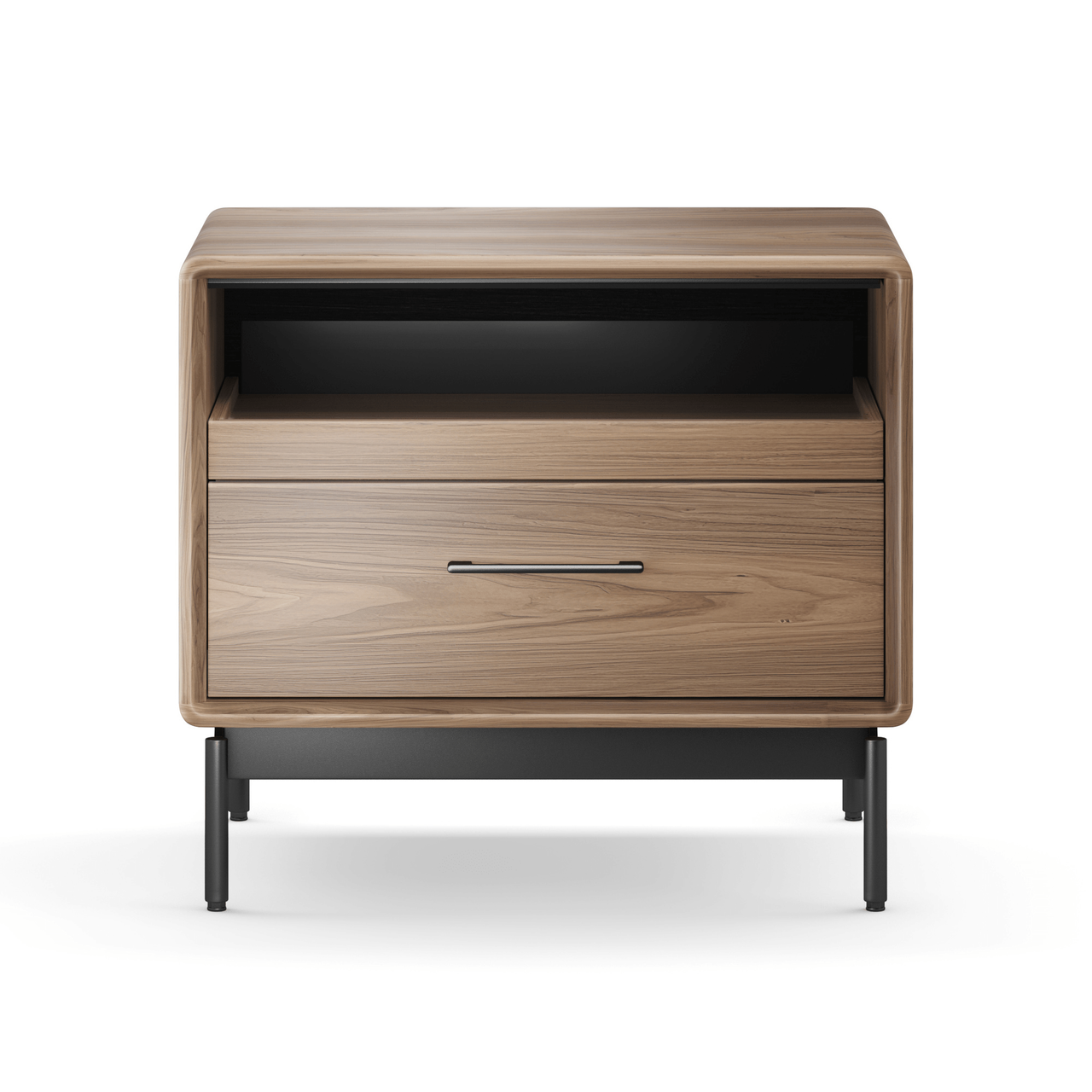 NATURAL WALNUT - Linq Wide Nightstand Front View