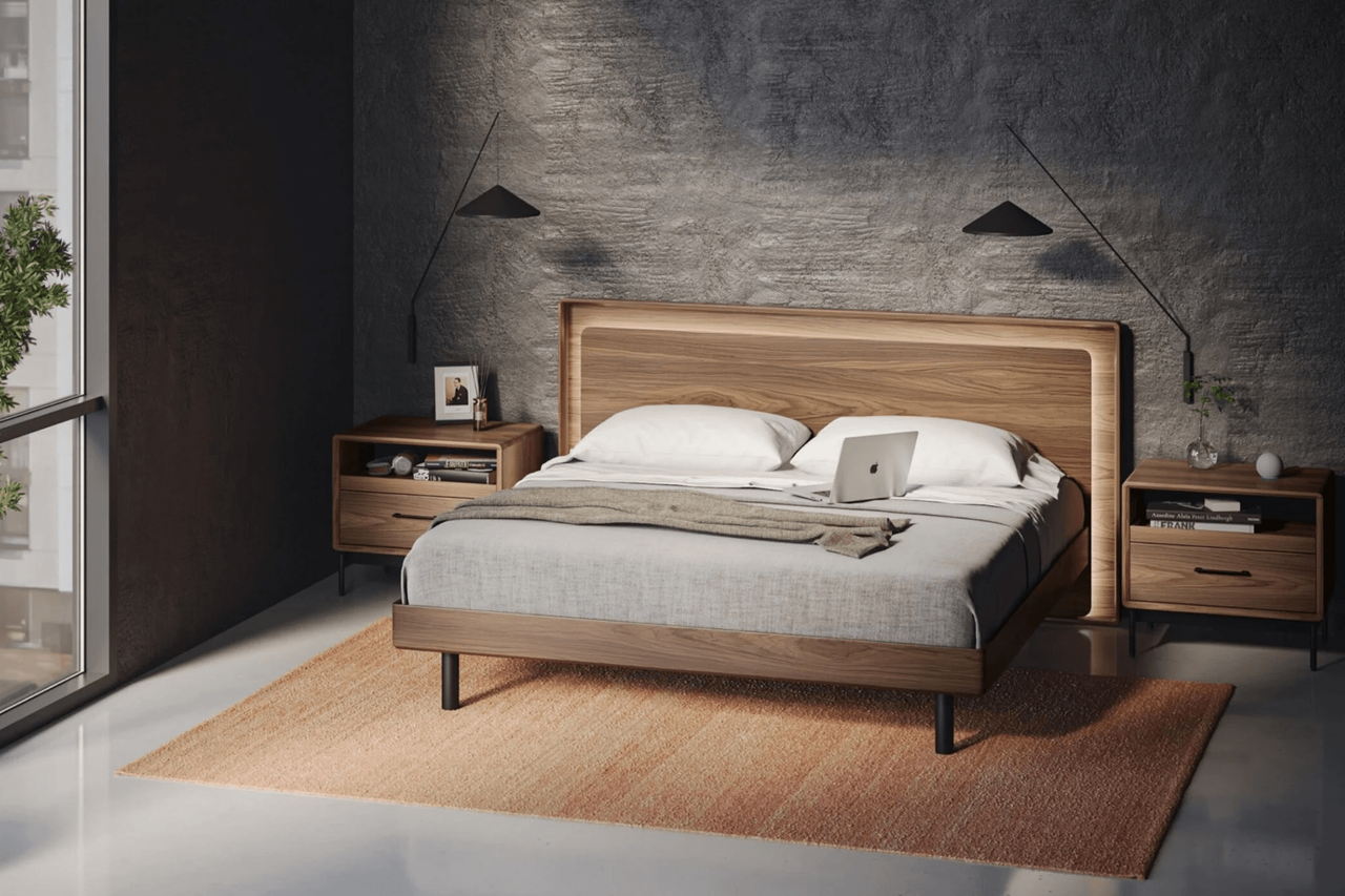 NATURAL WALNUT - Up Linq Bed Shown in a Bedroom Setting