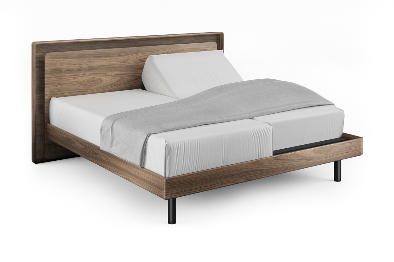 NATURAL WALNUT - Up Liq Bed Shown with an Adjustable Mattress