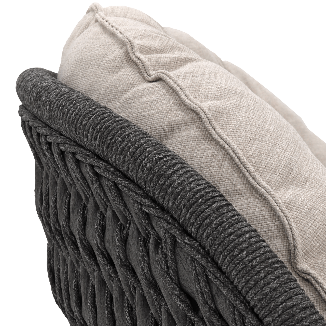 Closeup - Sandua High Back Lounge Chair Hand Woven Wicker and Rope