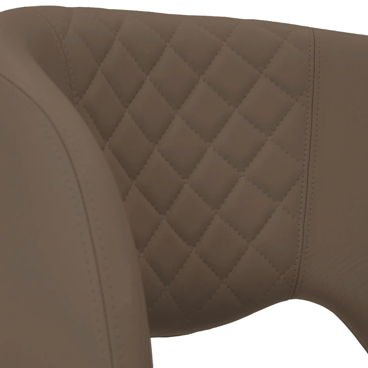TAUPE || Closeup - Close-up angle of Fashion Q Side Chair in taupe leather featuring diamond quilted stitching on the backrest.