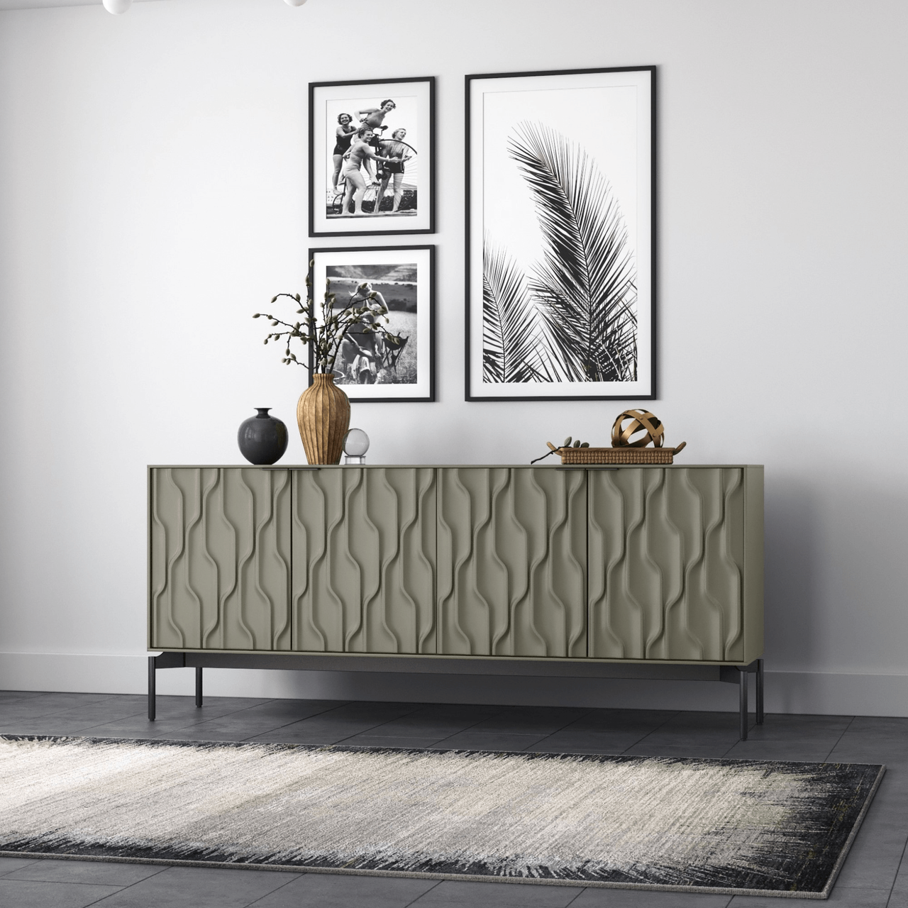 MOSS/CARBON - Mesa Sideboard Shown in a Living Room Setting