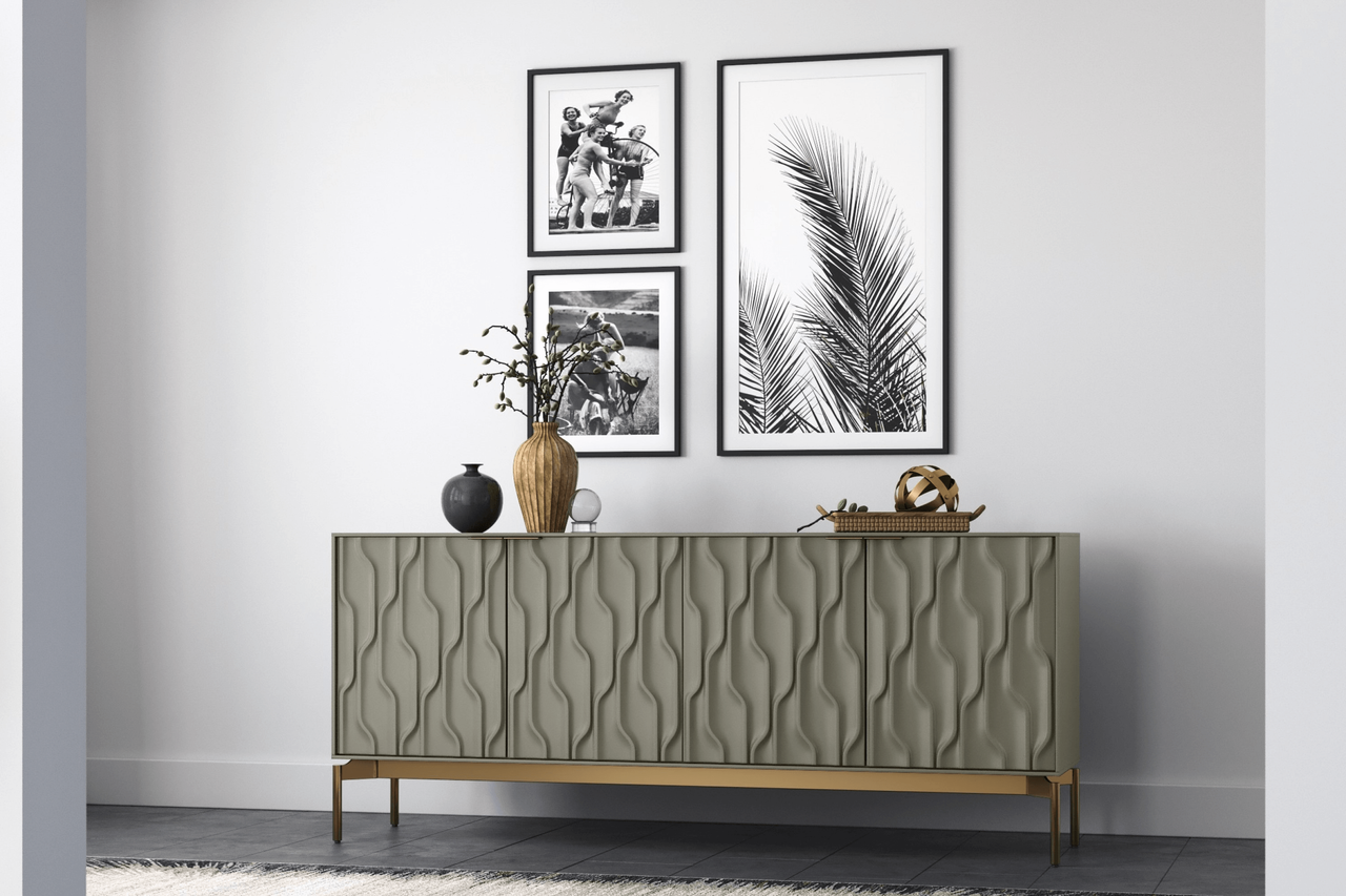 MOSS/BRASS - Mesa Sideboard Shown in a Living Room Setting