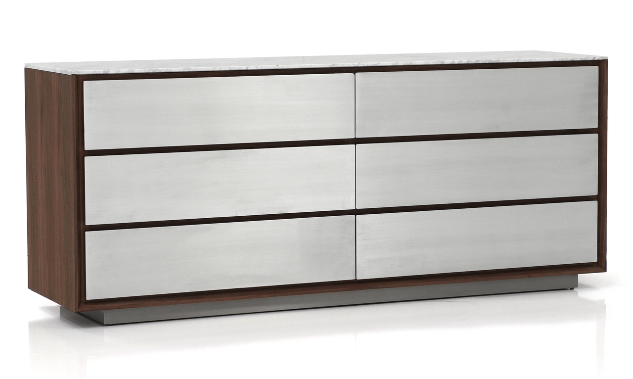 Bella New 6 Drawer Dresser Front Angled View