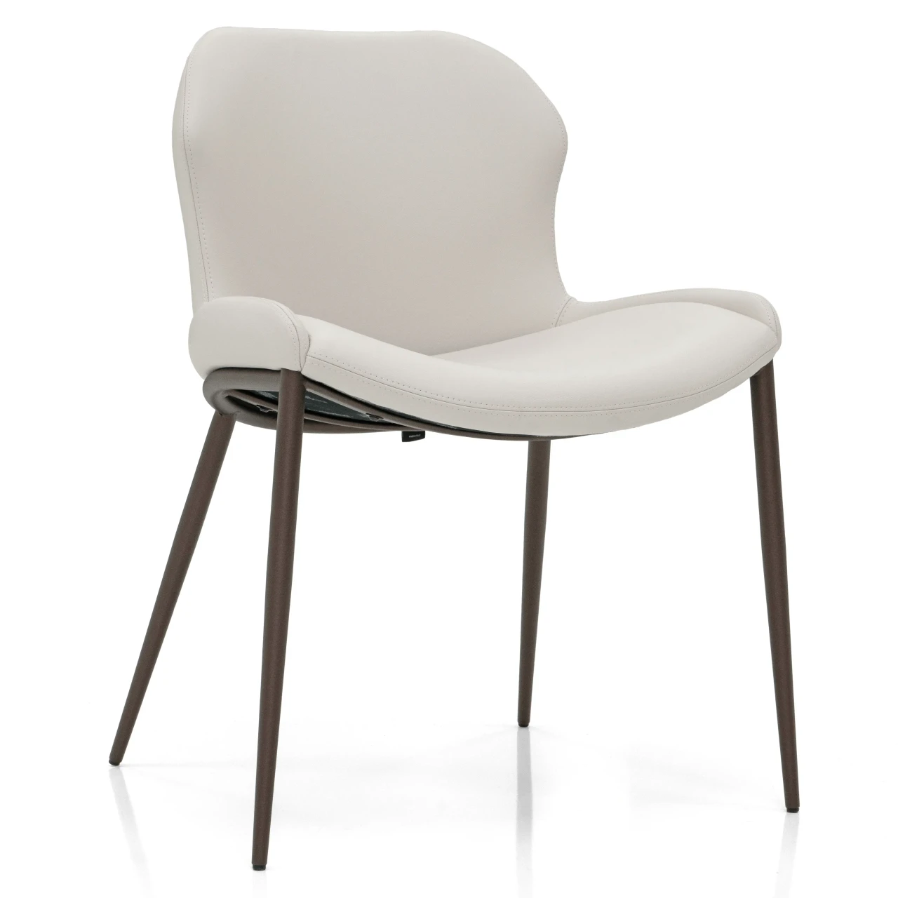 CANOVA - Cattelan Rachel Ml Side Chair in Canova Soft Leather with Bronze Embossed Steel Legs, three-quarter front view