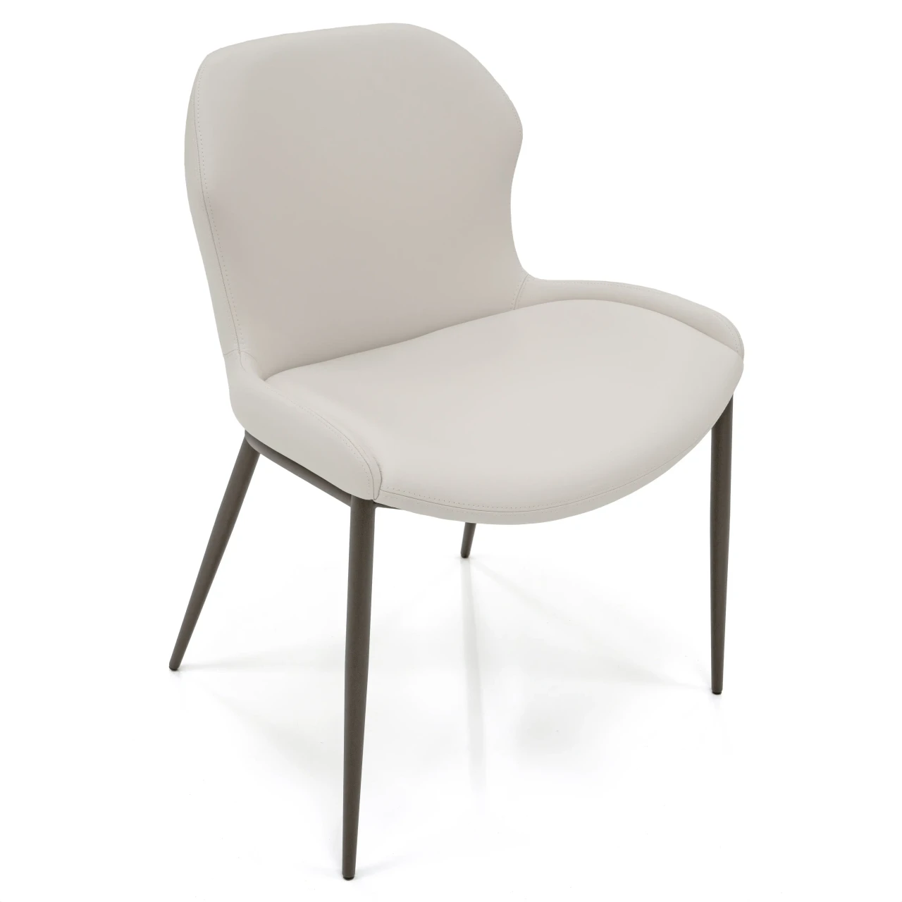 CANOVA - Cattelan Rachel Ml Side Chair in Canova Soft Leather with Bronze Embossed Steel Legs, three-quarter view.