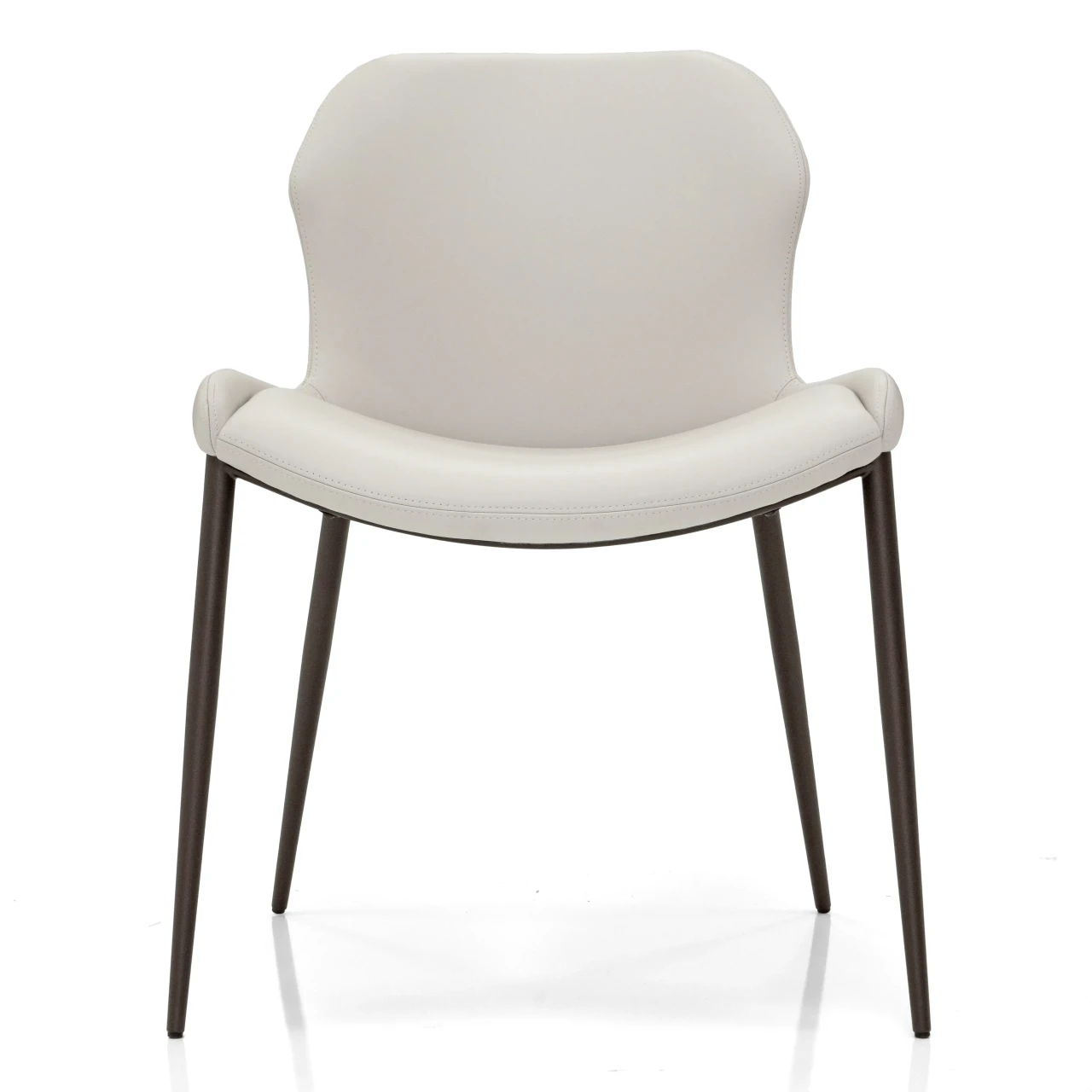 CANOVA - Cattelan Rachel Ml Side Chair in Canova Soft Leather with Bronze Embossed Steel Legs, front view.