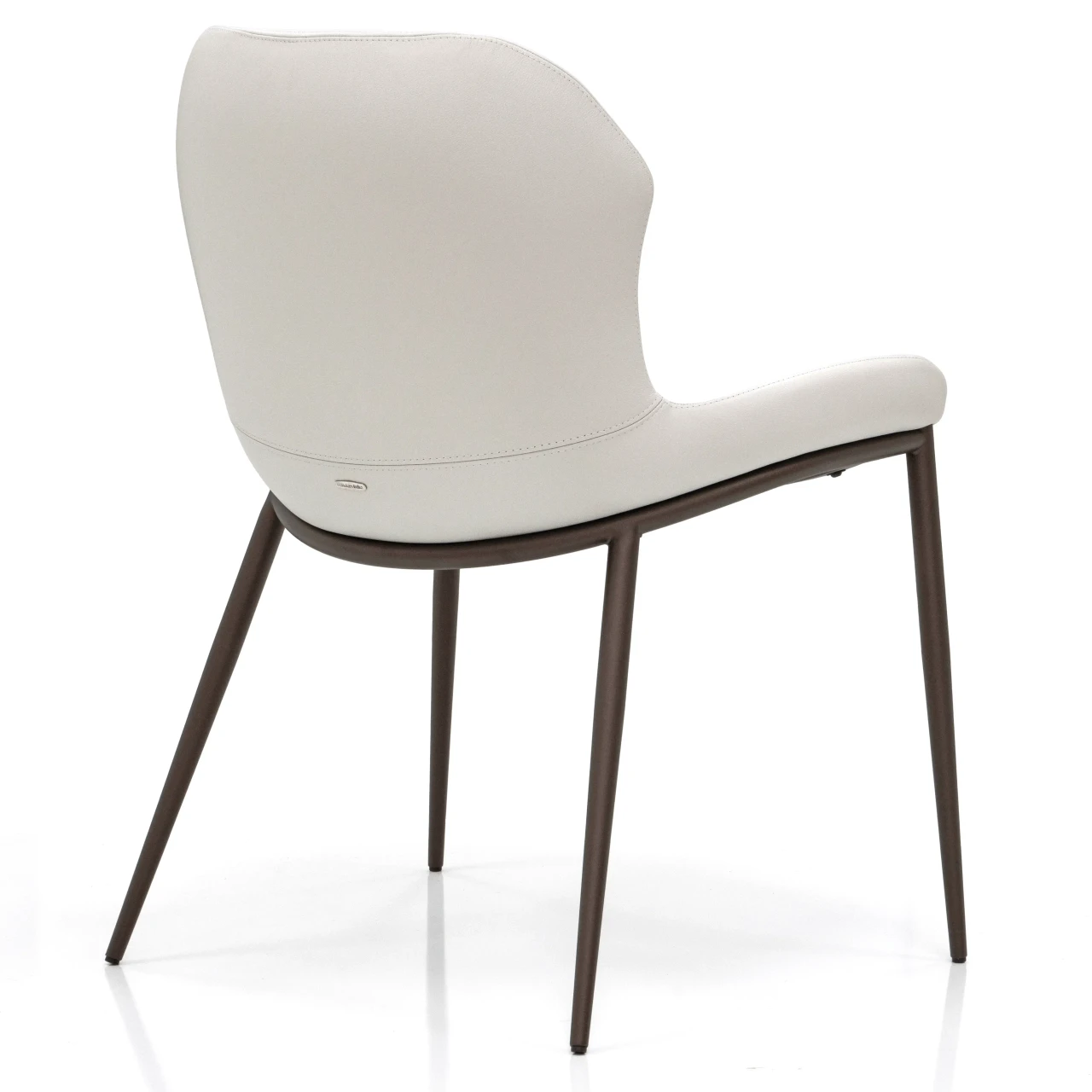 CANOVA - Cattelan Rachel Ml Side Chair in Canova Soft Leather with Bronze Embossed Steel Legs, rear three-quarter view