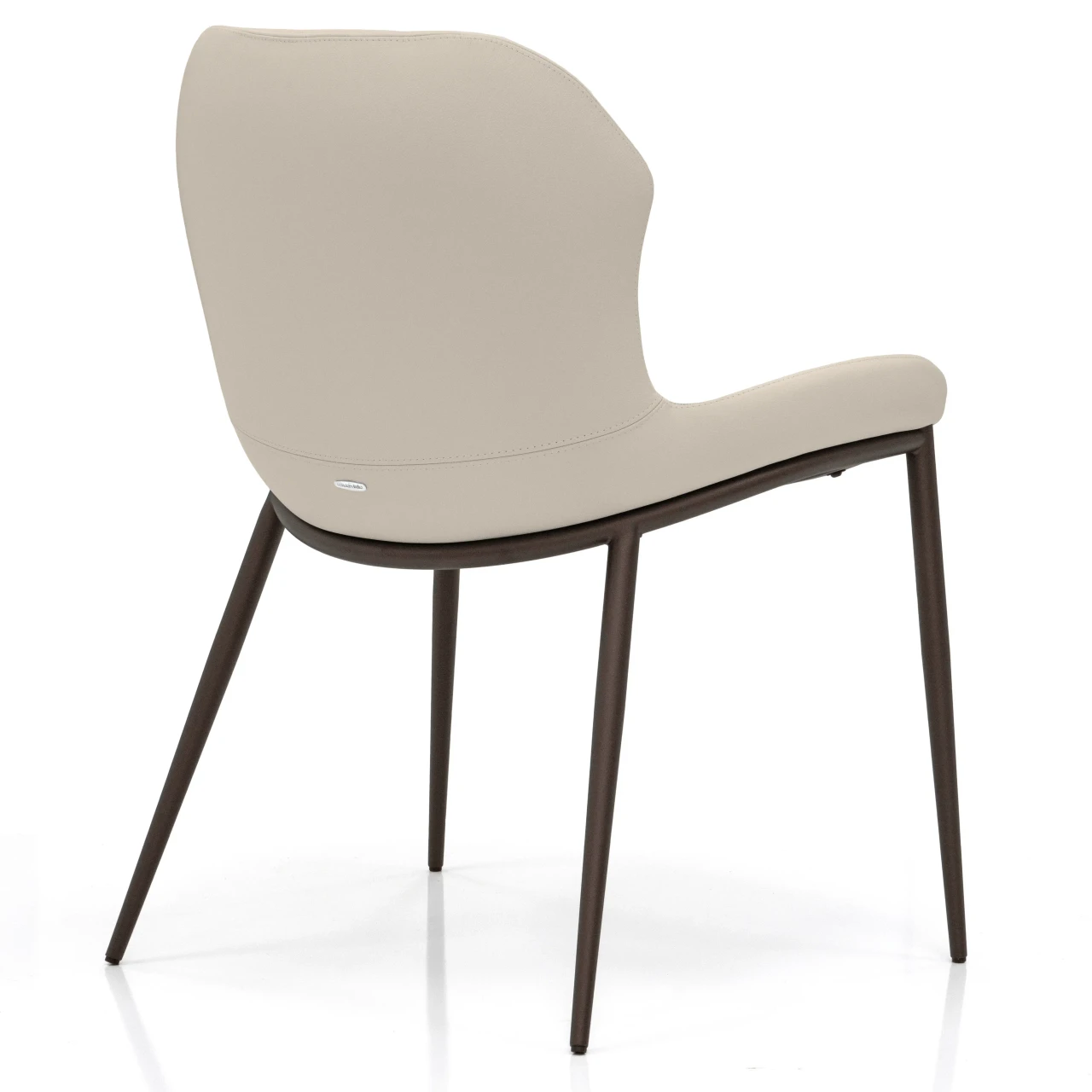 LINO - Cattelan Rachel Ml Side Chair in Lino Soft Leather with Bronze Embossed Steel Legs, rear three-quarter view