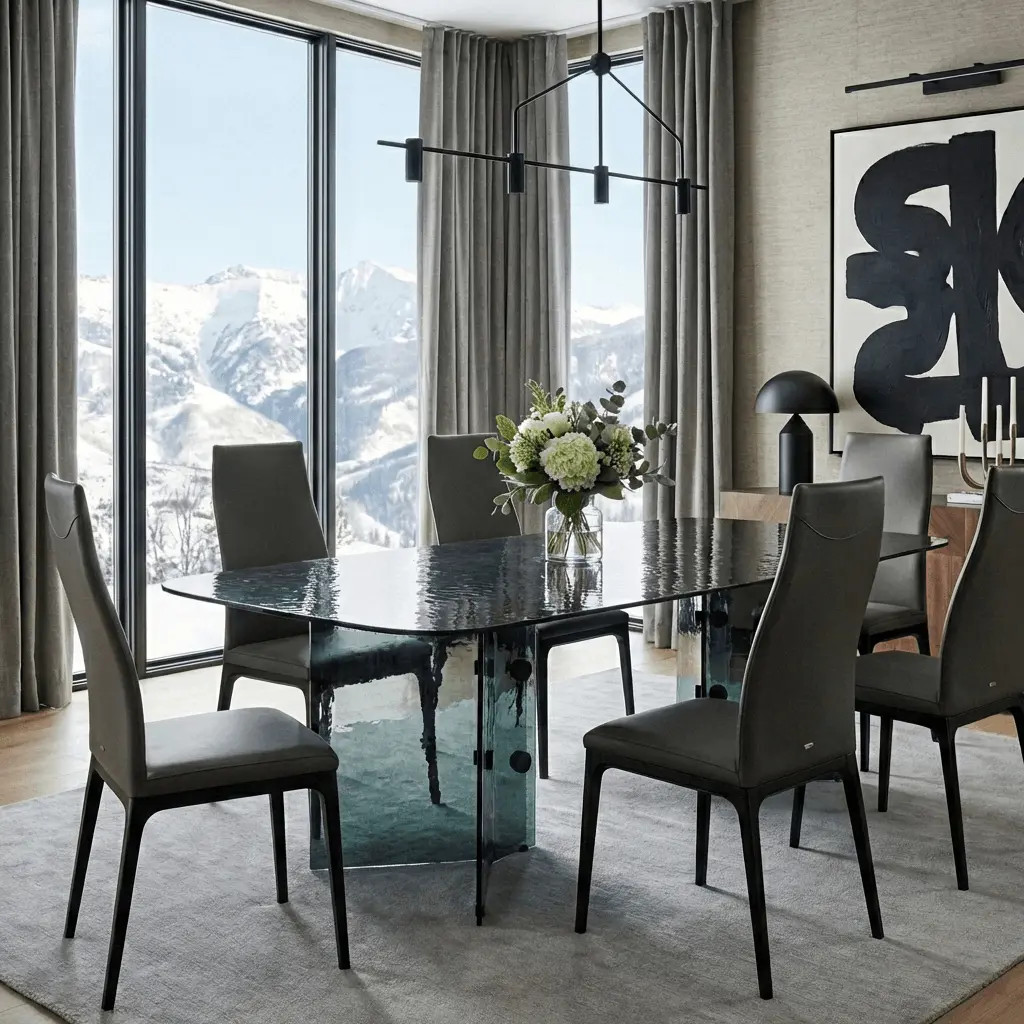 Onda Hammered Glass Table - Fume - Cantoni