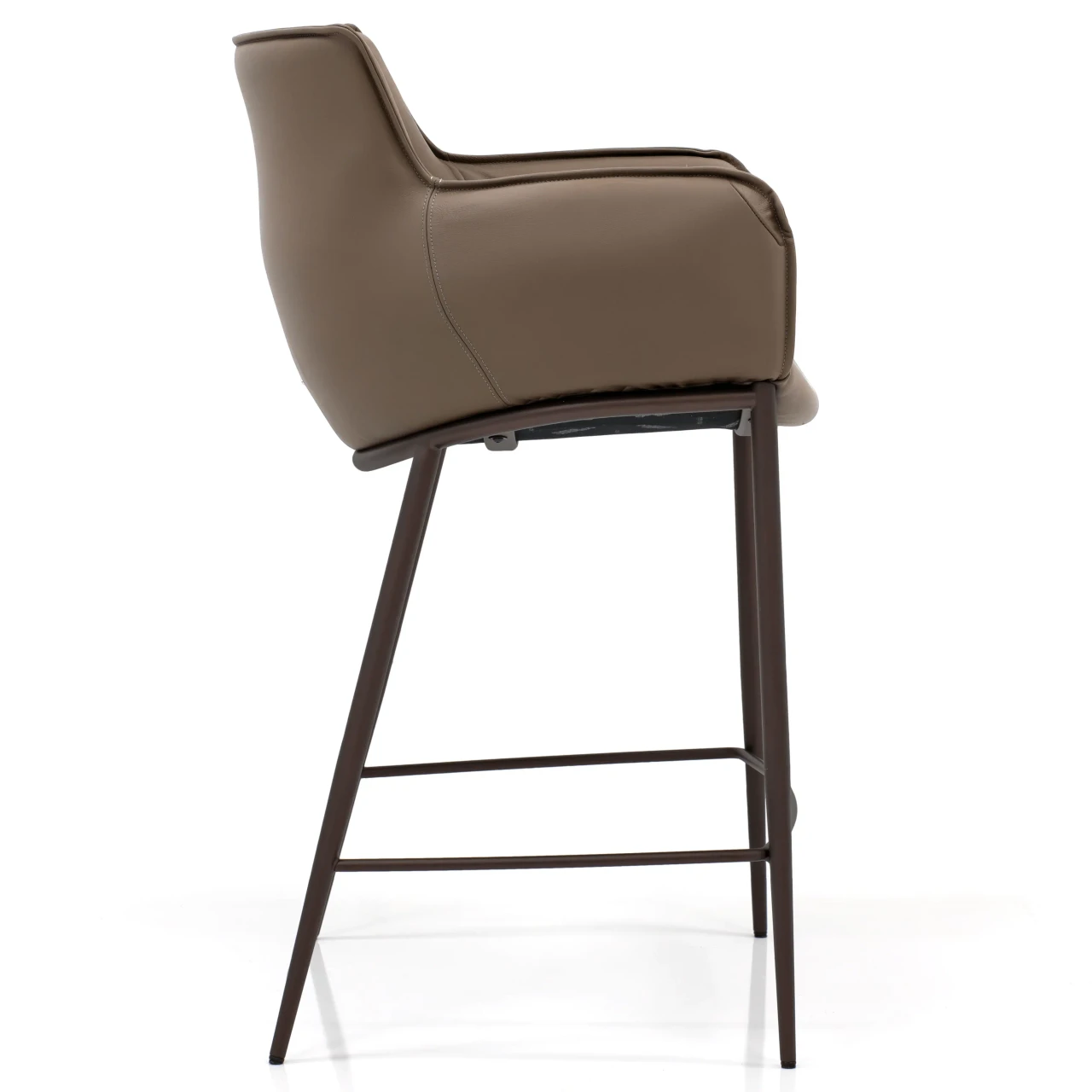 Cattelan Rhonda Counter Stool in Fango Soft Leather with Bronze Embossed Steel Frame, rear three-quarter view