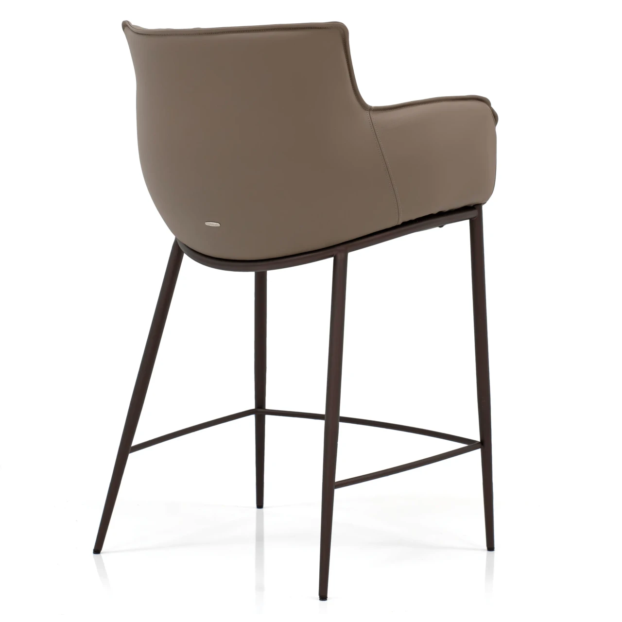 Cattelan Rhonda Counter Stool in Fango Soft Leather 942 with Bronze Embossed Steel Frame, rear view angle