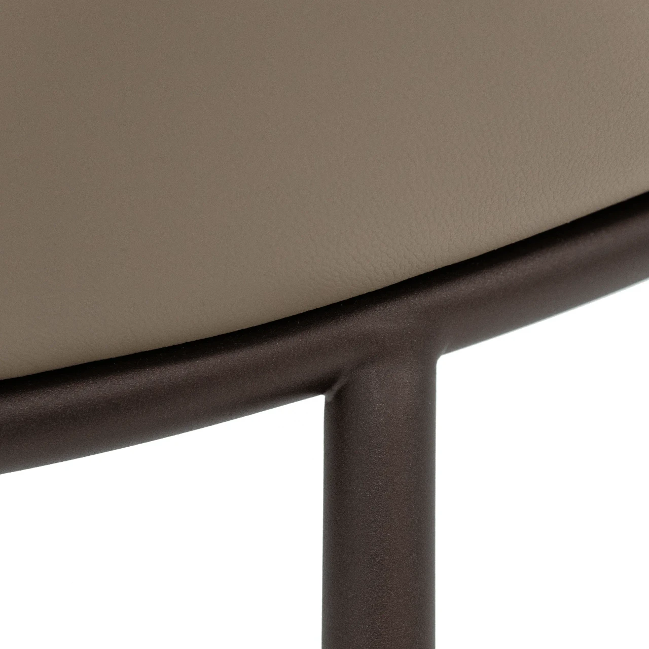 Closeup - Close-up of Cattelan Rhonda Counter Stool with Fango soft leather and bronze embossed steel frame.