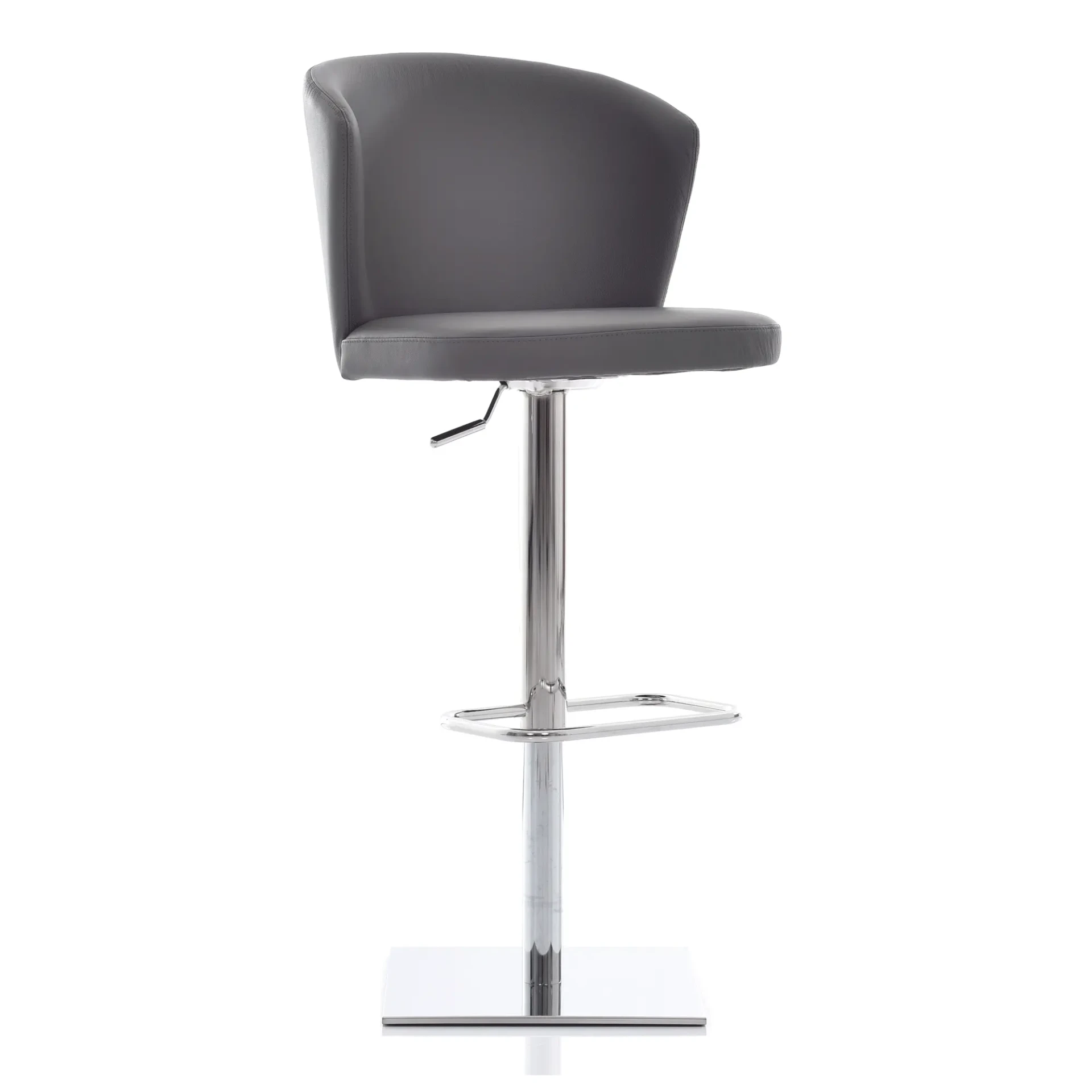 GREY LEATHER - Tess Bar Stool Front Angled View