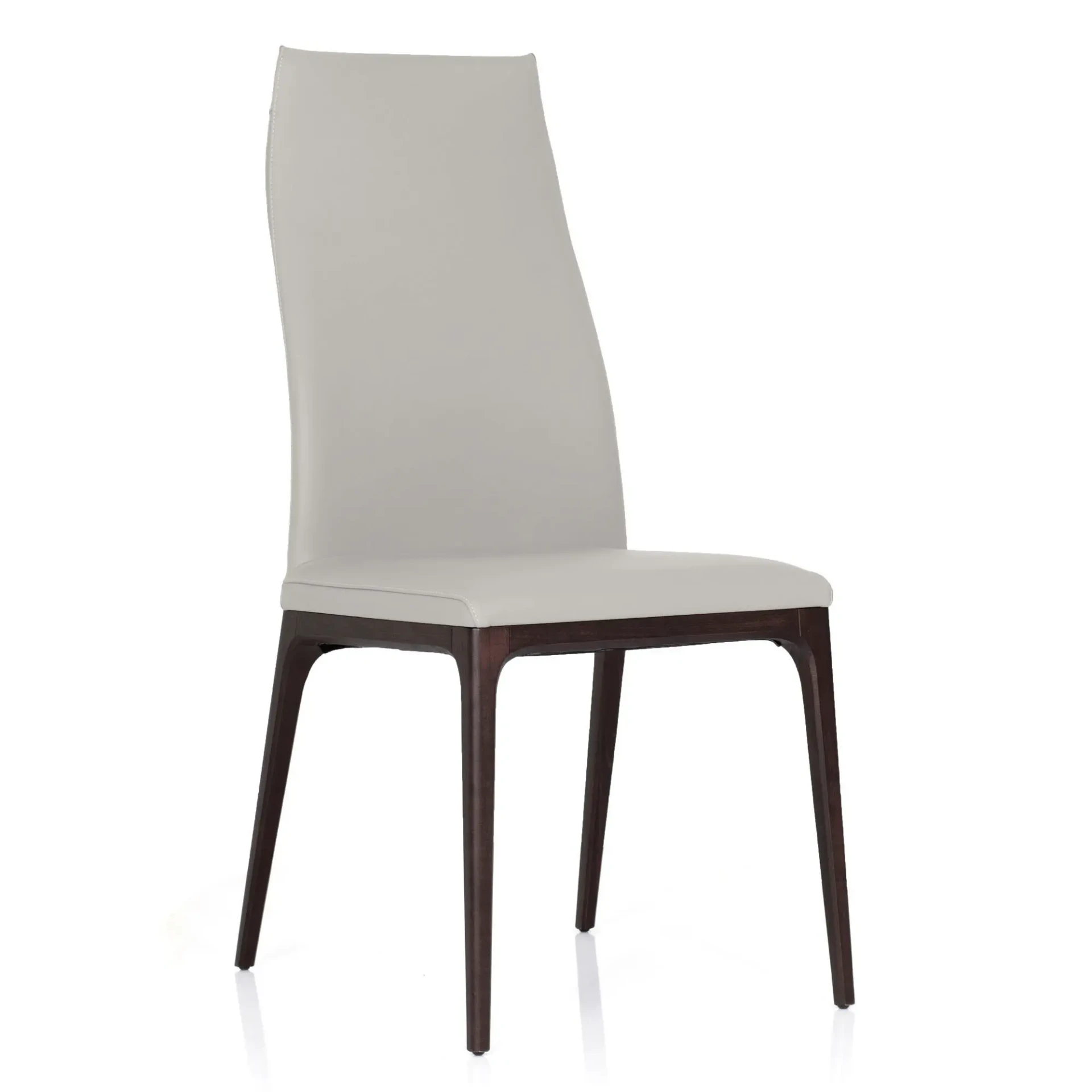 CANOVA || WENHGE - Cattelan Arcadia High Back Chair in Canova Soft Leather 972 with Wenghe Stained Beech Frame, side view angle