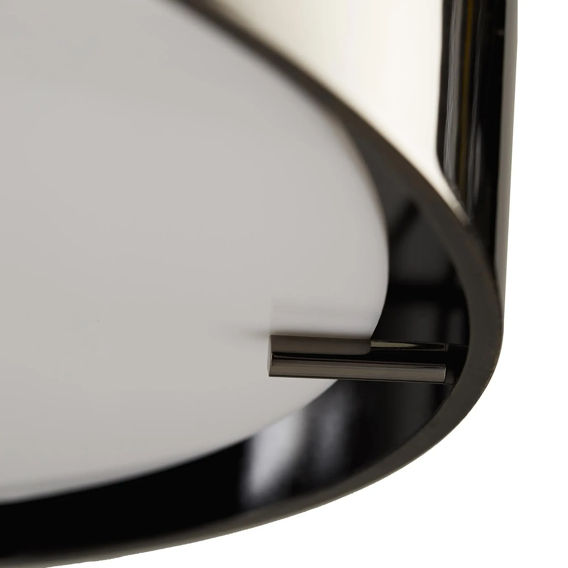 Closeup - Close-up angle of Dante Chandelier in Black Nickel with Frosted Acrylic Diffuser.