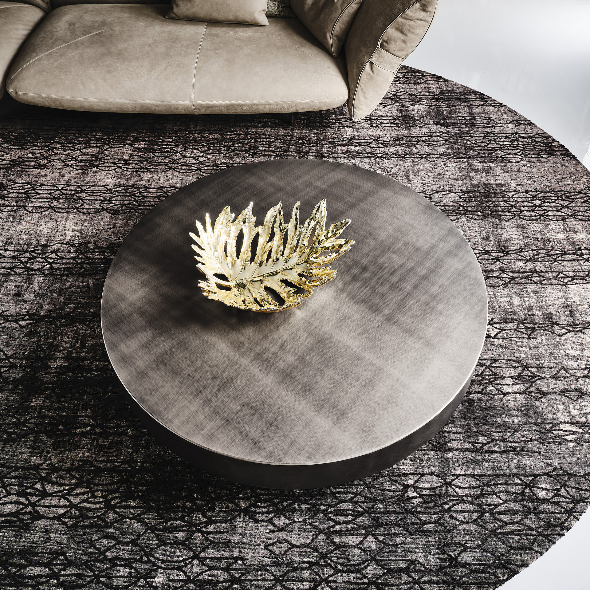 BRUSHED GREY - Arena Cocktail Table Shown in a Living Room Setting