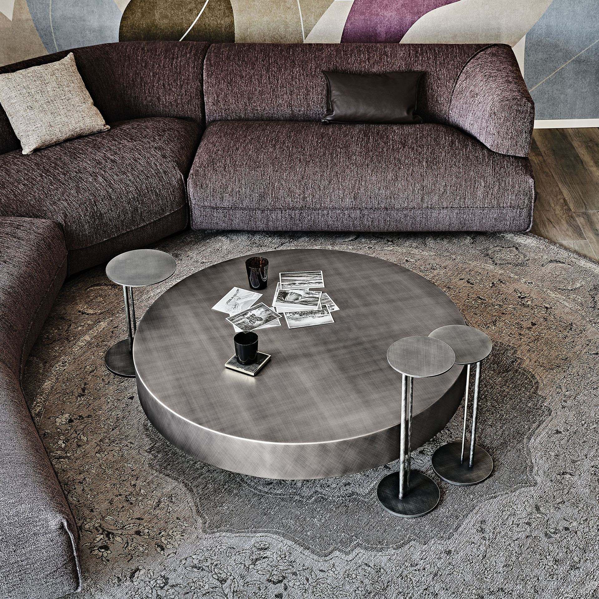 BRUSHED GREY - Arena Cocktail Table Shown in a Living Room Setting