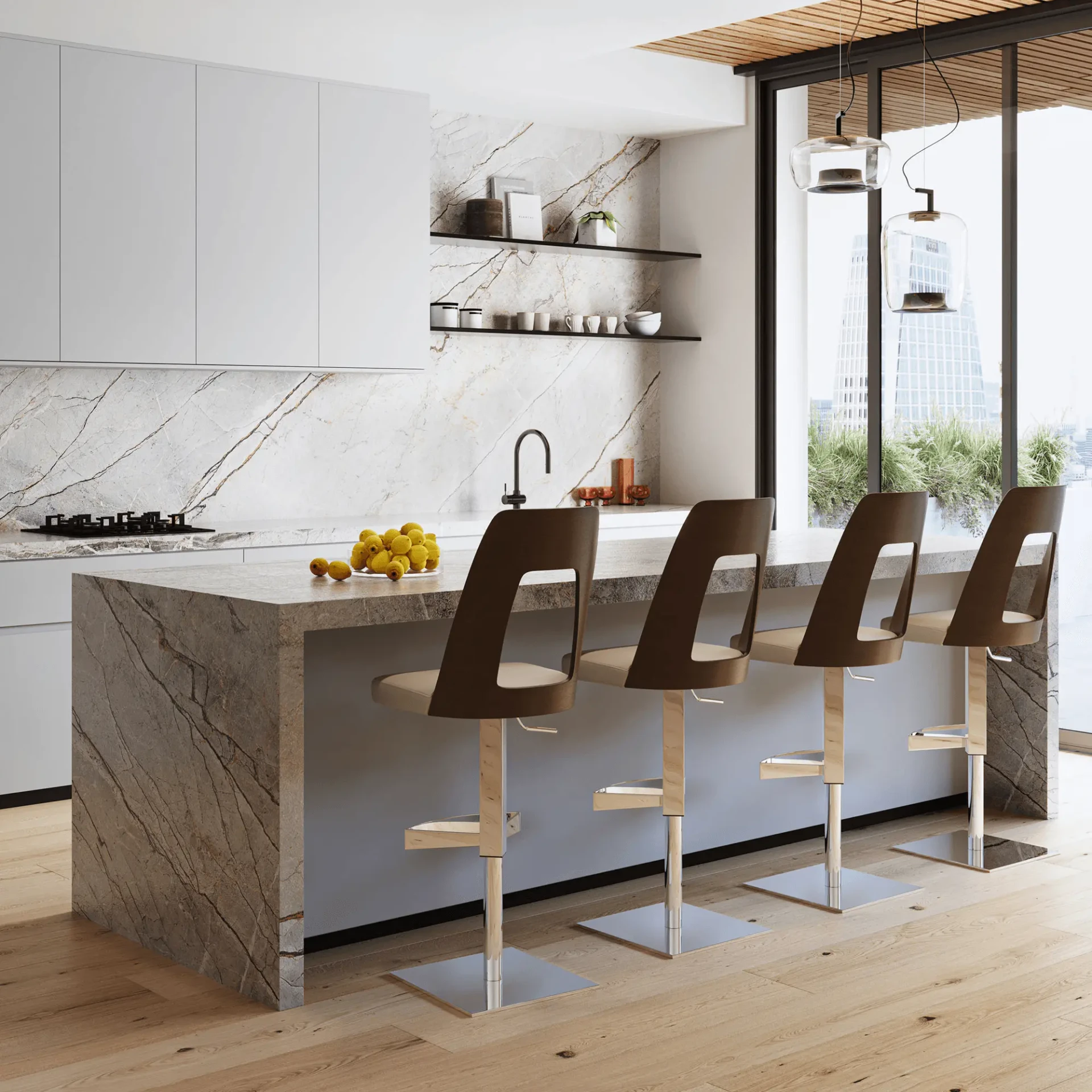 City Bar Stool Shown in a Kitchen Setting