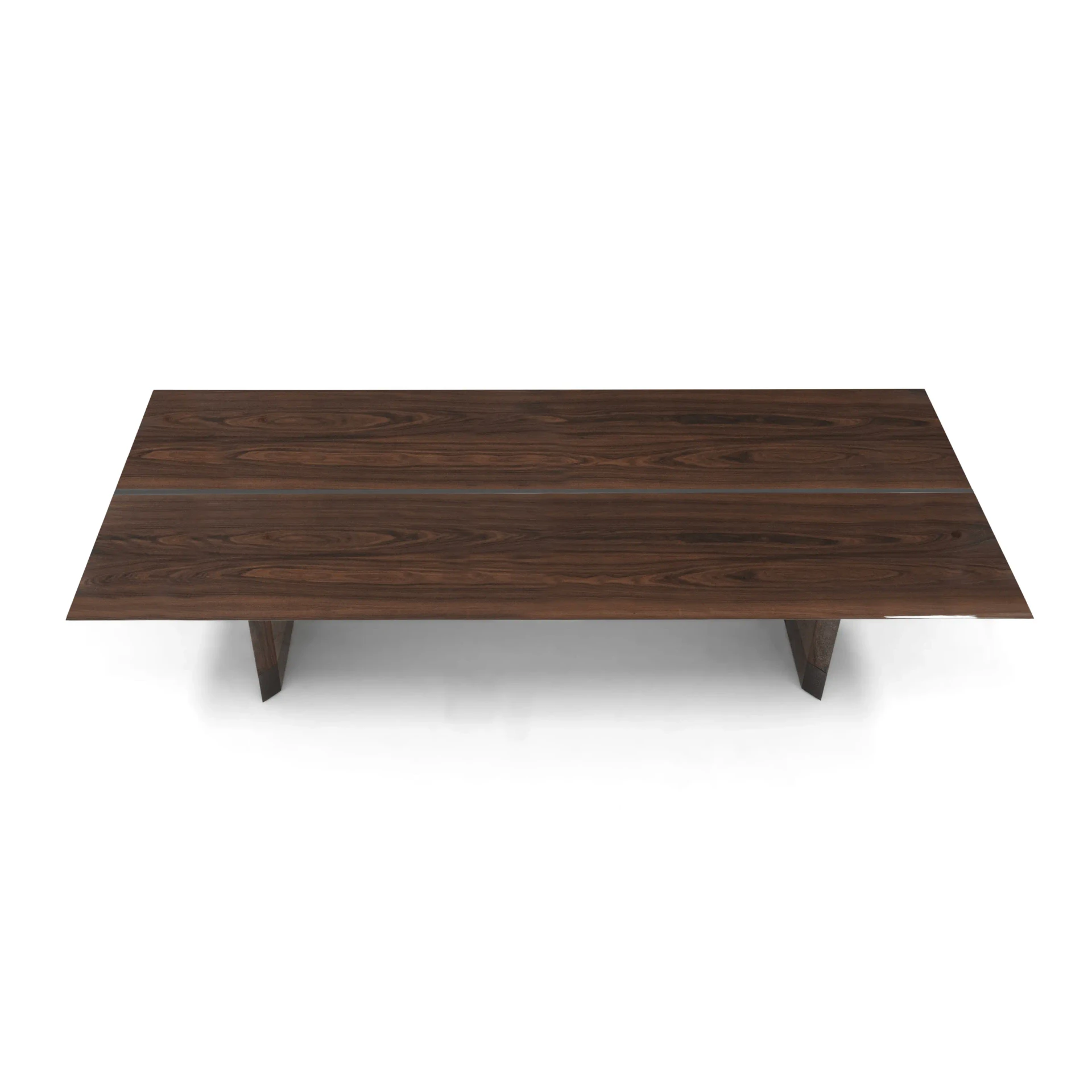 Malerba Next Level Dining Table in Palissandro Santos Gloss wood, modern style, front view.