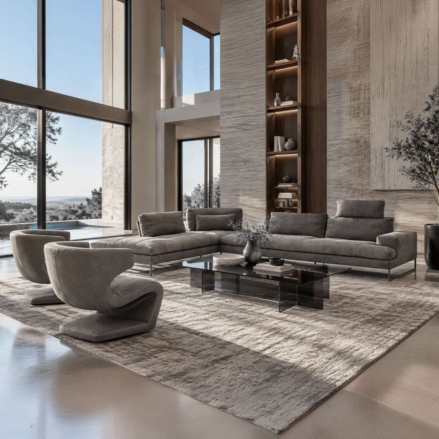 Dean Swivel Chair - Taupe Leather