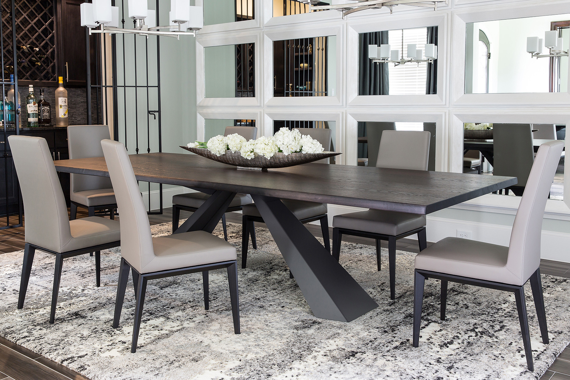 Eliot Wood Dining Table - Burnt Oak/Graphite - Cantoni