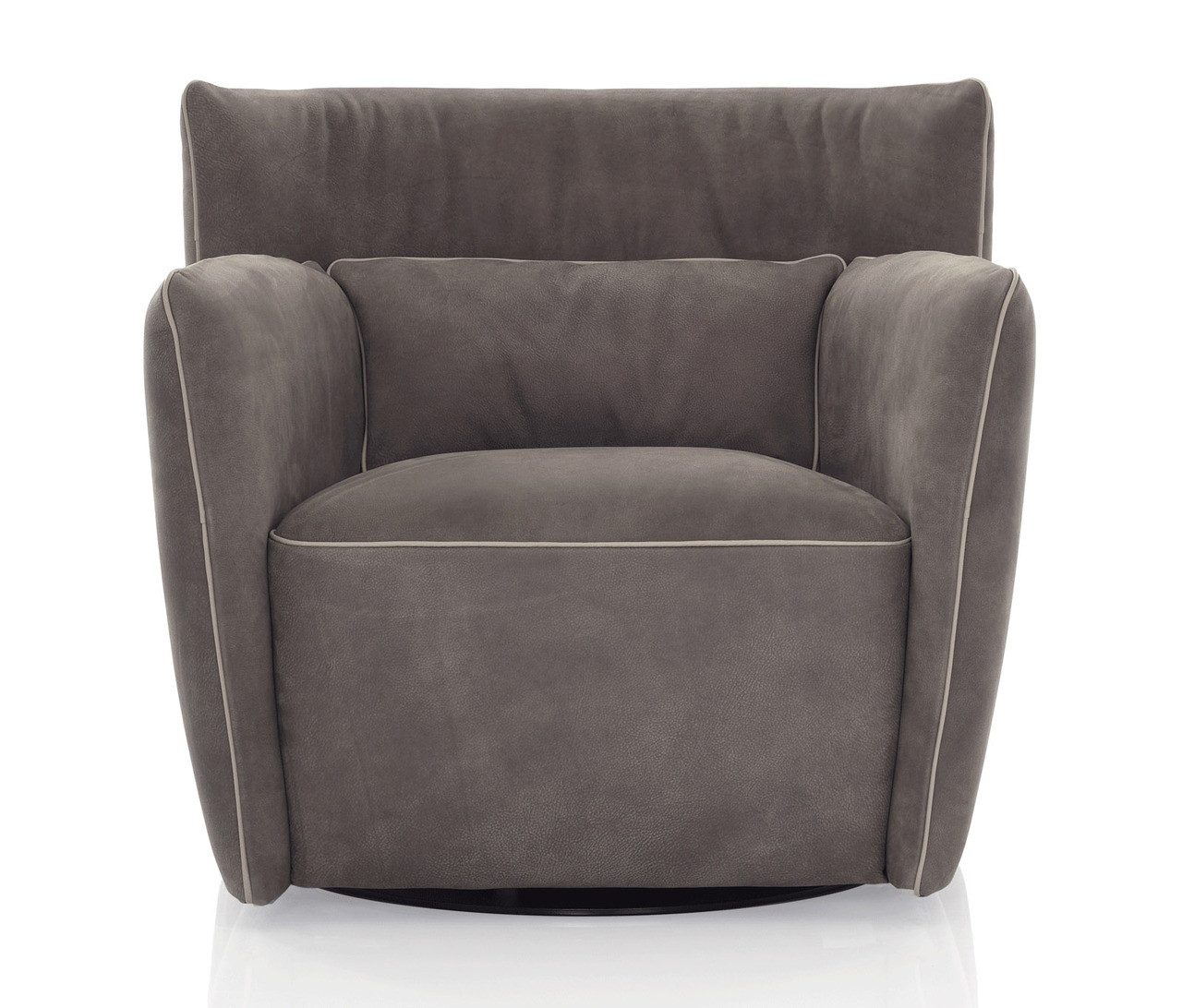Tulip Swivel Chair Taupe Leather Cantoni