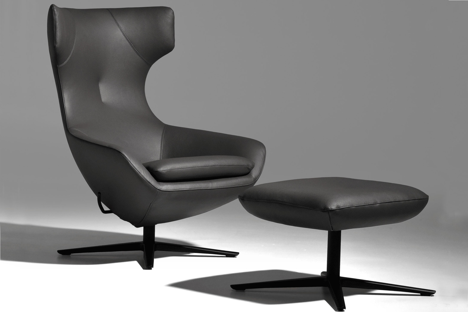 Caruzzo Chair Ottoman Dark Grey Cantoni