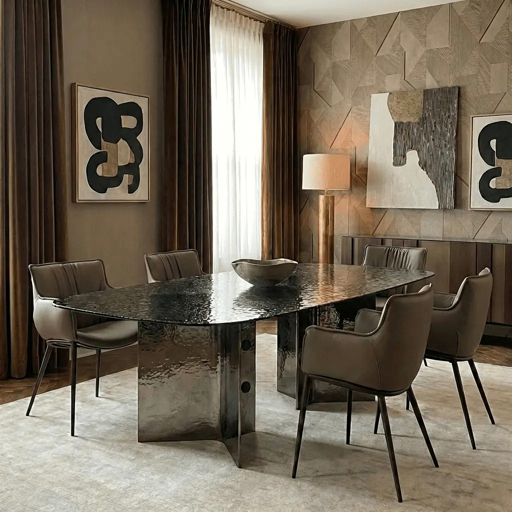 Onda Hammered Glass Table - Bronze - Cantoni