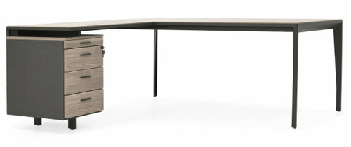 X5 Desk With Return And Drawers - Grey Elm/Left